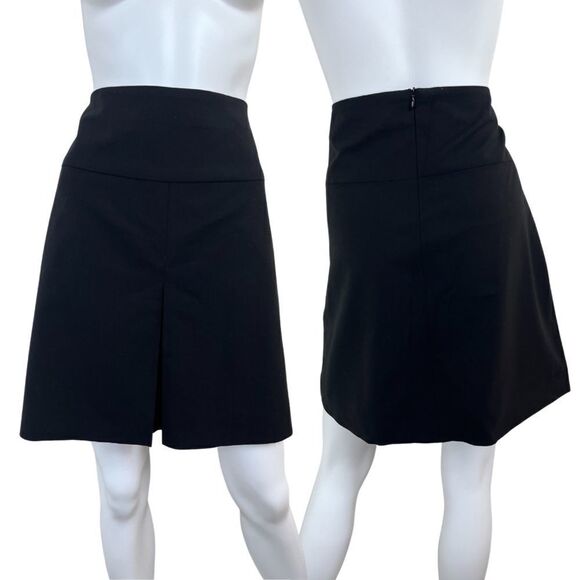 Coach Women Size 8 Black Wool Pleated Size A Line Mini Skirt Minimalist Capsule